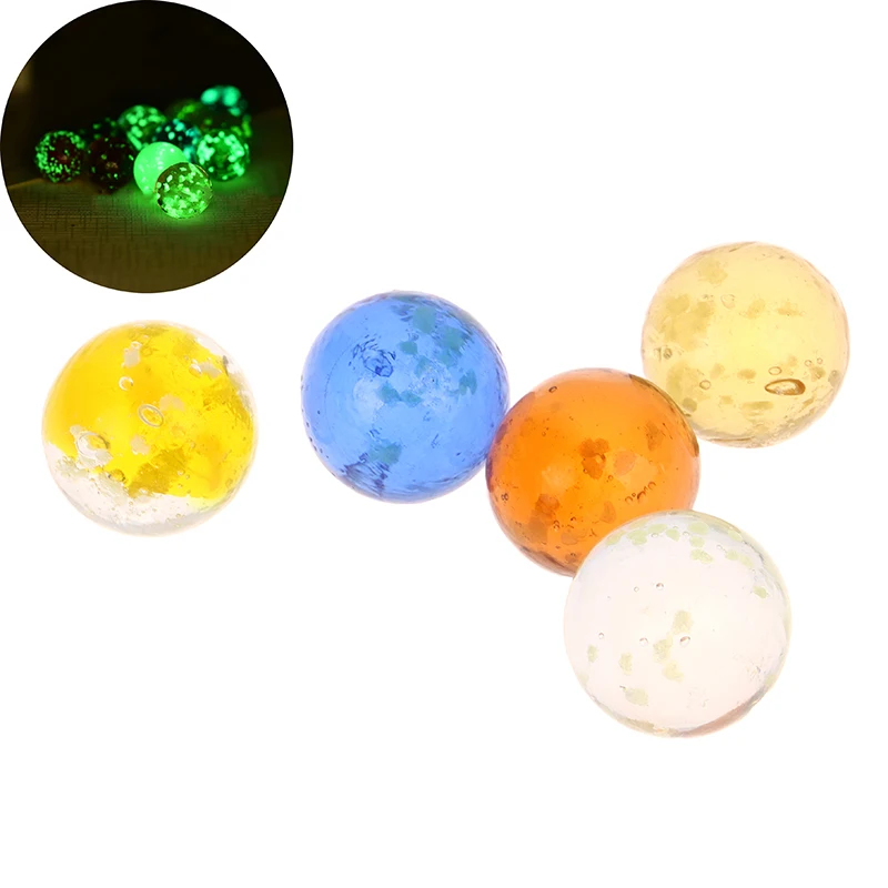 5 uds. Bolas de cristal luminosas de 1,6 MM, canicas variadas coloridas que brillan en la oscuridad, Pinball para juegos de mármol para niños