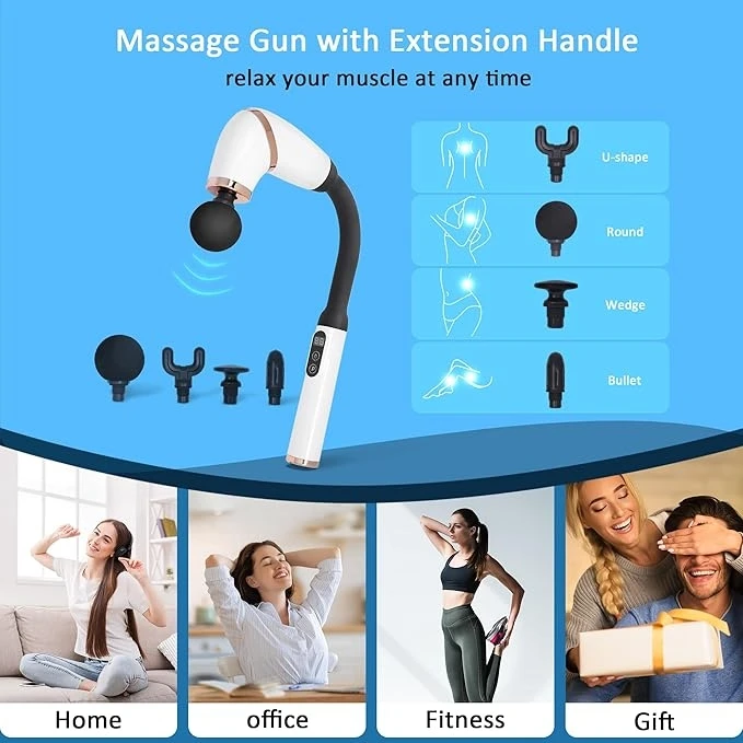 Portable Electronic Curved Handle Full-Body Deep Tissue Massager & Fascia Impactor Deep Tissue Massage For Pain Relief
