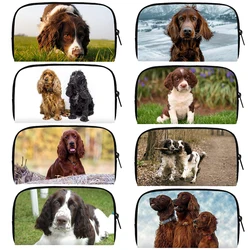 Kawaii English Springer Spaniel / Irish Setter Dog Pattern Wallet Women ID Card Holder Clutch Purses For Travel Long Money Bag