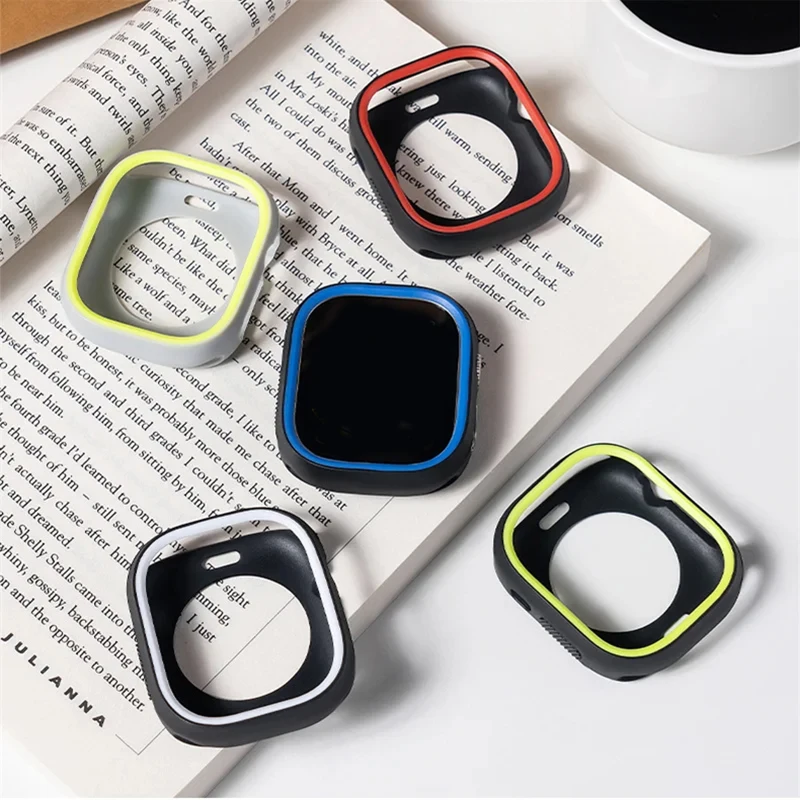 Silikonowe etui na Apple Watch 9 8 7 6 SE 5 4 3 miękkie etui ochronne na zderzak dla iWatch serii 40mm 44 mm 38mm 42mm 45 41mm