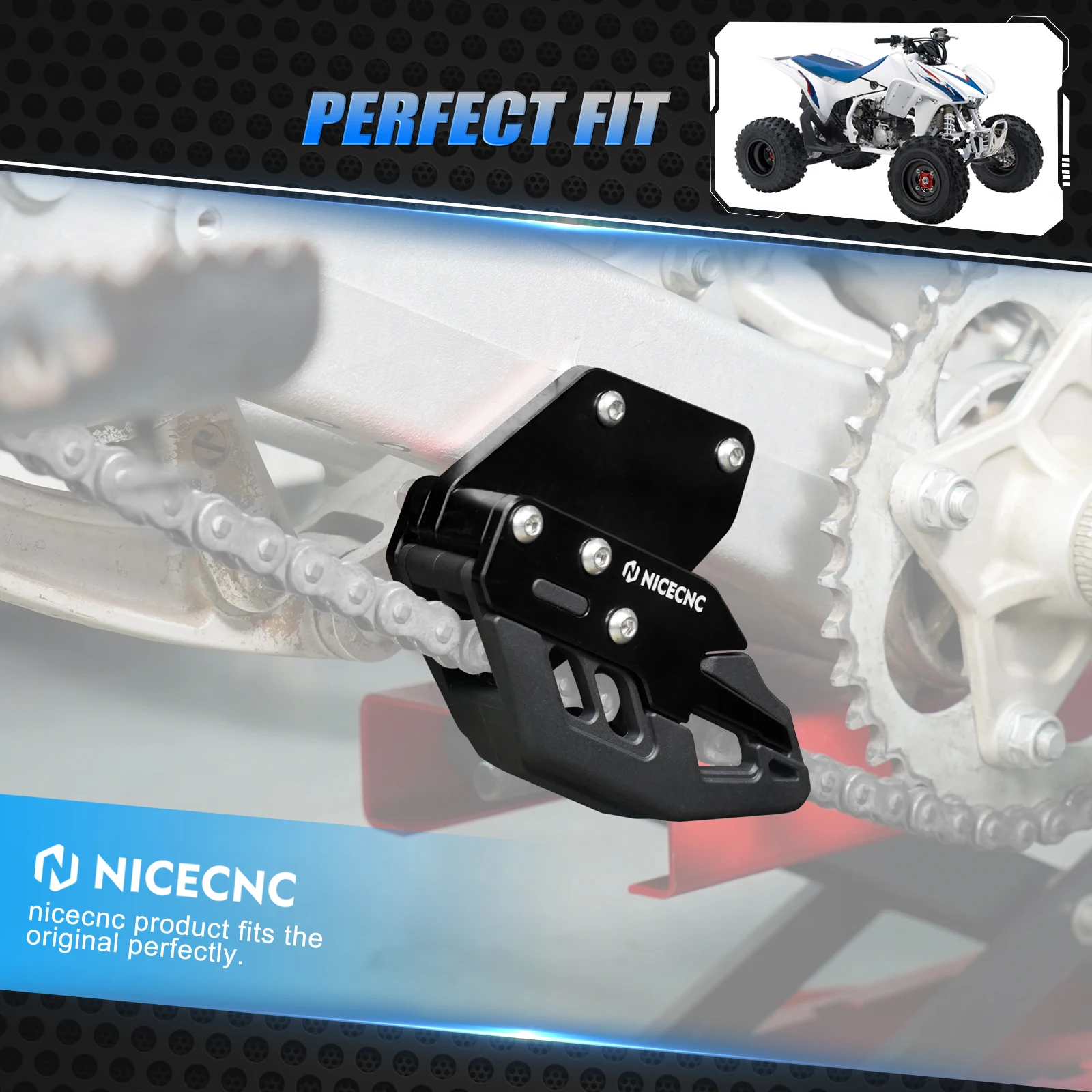 NICECNC Für Honda TRX450R 2006-2009 TRX ATV Hinterer Schwingarm Kettenführungsschutz TRX450ER 2006-2014 Geräuschreduzierung – Detail 16