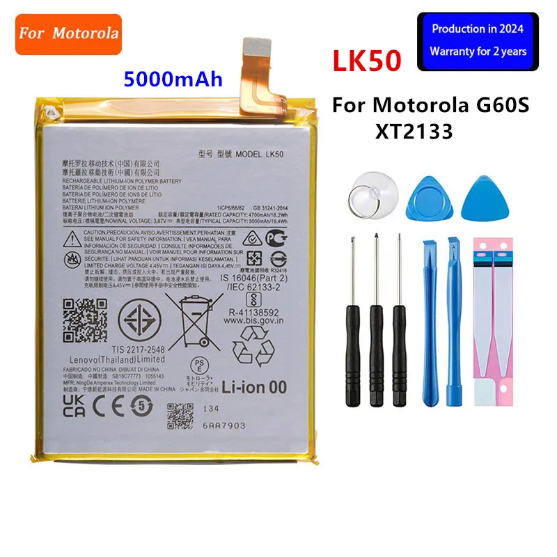 

100% Original LK50 5000mAh Battery For Motorola Moto G60S XT2133 Phone Batteries+Tools