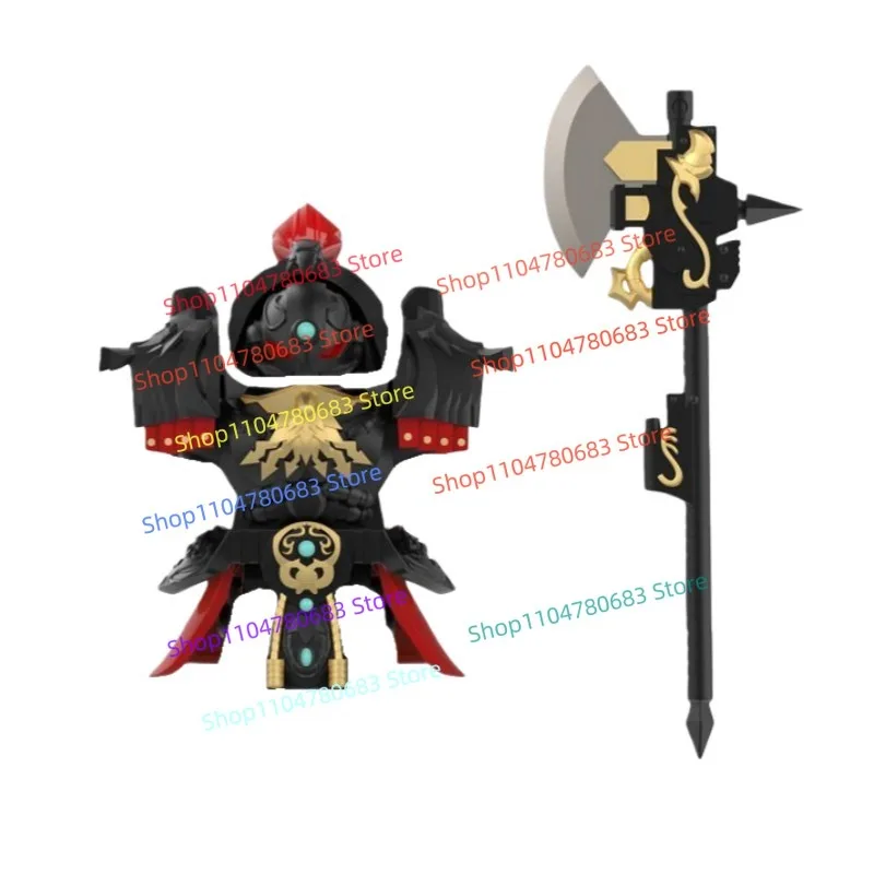 MOC اللبنات الجديدة الأسود الرمح المحارب شخصية صغيرة التجمع نموذج لعبة الزخرفية تمثال أنيمي لعبة هدية تحصيل
