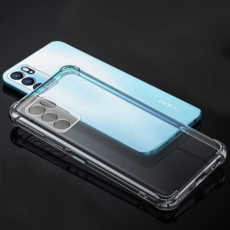 Clear Shockproof Case For OPPO A60 Reno 7 6 5 4 Pro 4F 5F 4Z 5Z 7Z 4SE Find X2 lite X3 NEO X5 Pro Realme C64 C63 Soft TPU Cover