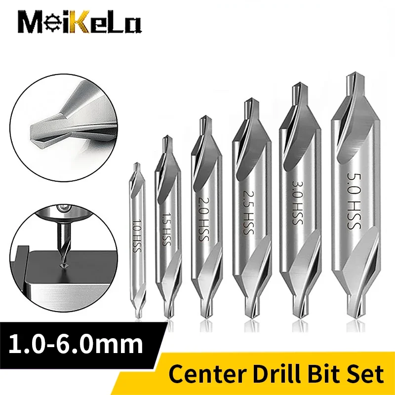 HSS Combined Center Drills 60 Degree Countersinks Angle Bit Set 1.5mm 2.0mm 2.5mm 3mm 4mm 5mm 6mm Metal Drill Bit