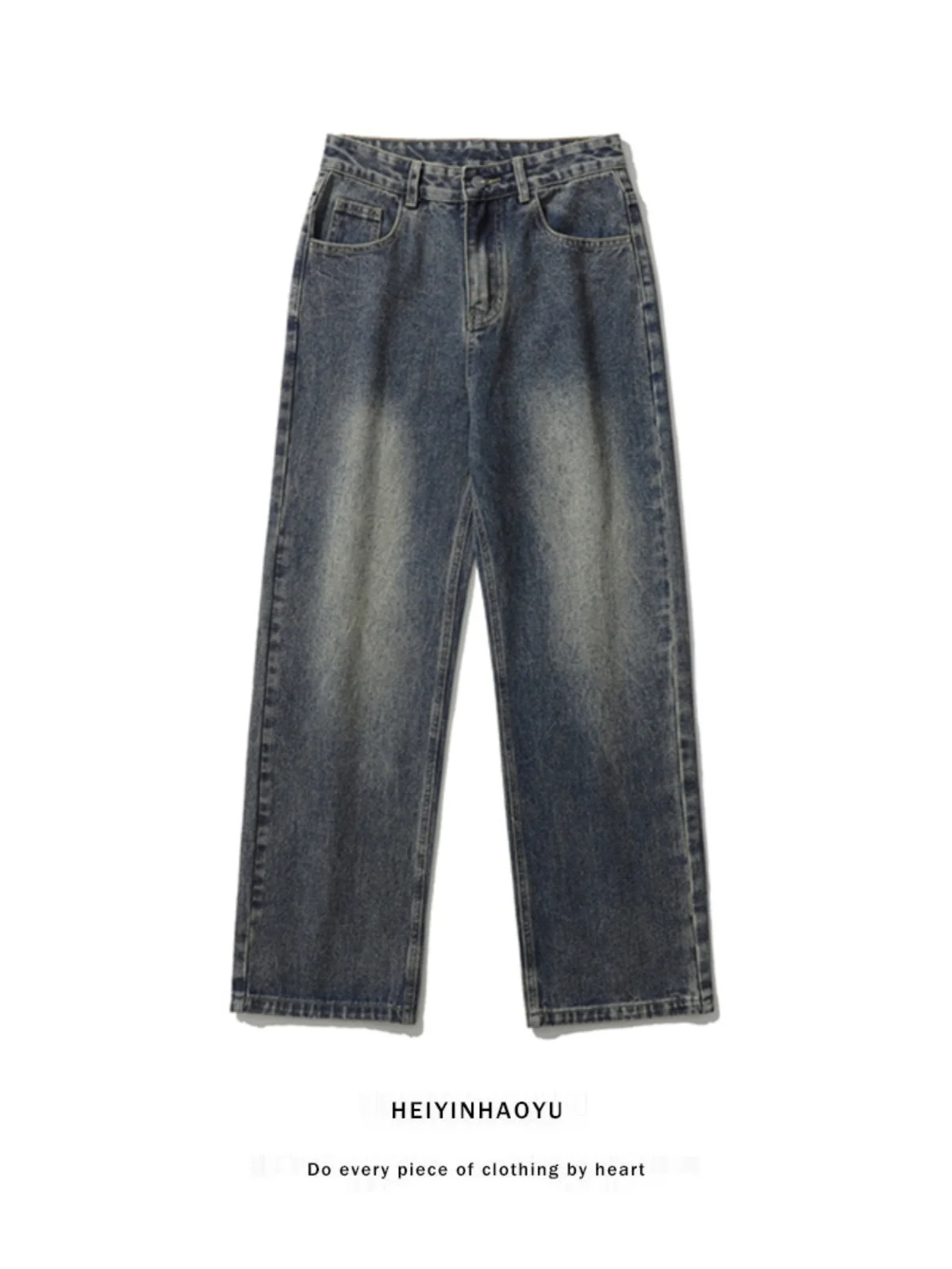 

Waed Straight Leg Men's Jeans Casual Loose Fit American Sle Autumn New Vintage Casual Long Trousers Youth Trendy Brand