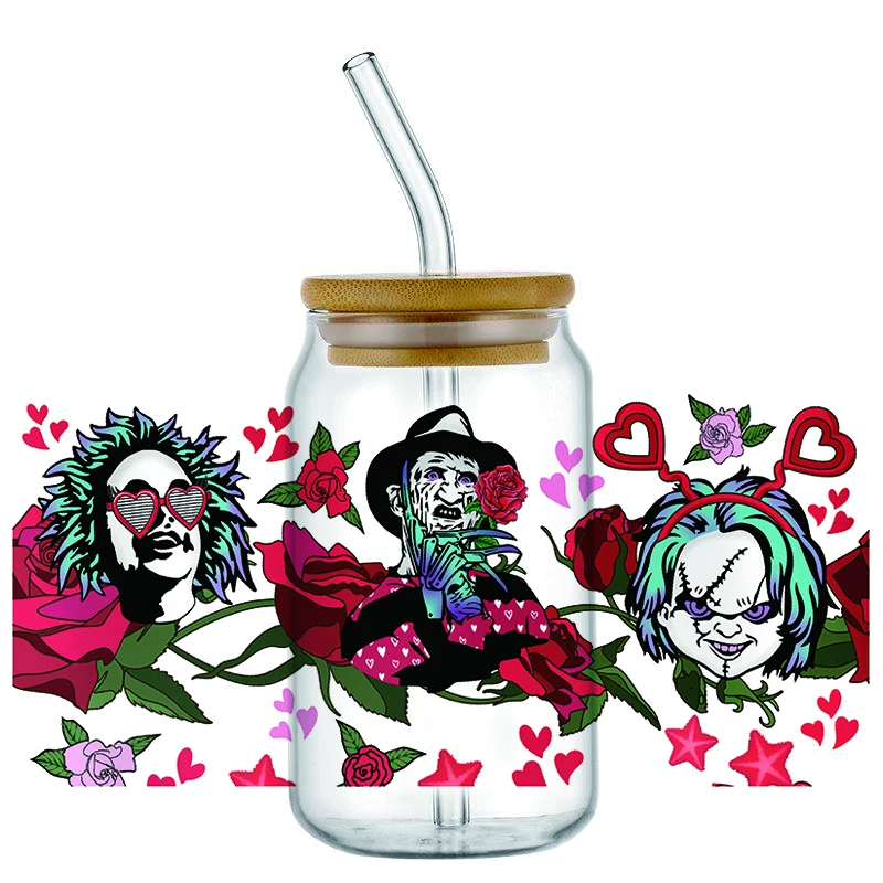 

The Killer Series UV DTF Cup Wrap For 16oz Libbey Coffee Glass Can Horror Movie Pattern 3D Sticker UV DTF Cup Wrap