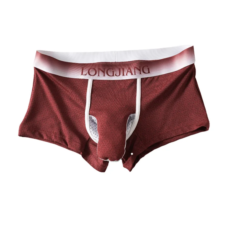 Men Boxers Sexy Solid Nylon Elephant Nose Underwear Breathable Holes Male Underpants Boxers Shorts Cuecas Boxershorts Trunks 5