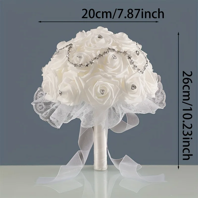 Bouquet de mariée élégant - Bouquet de mariage portable en fausse rose pour les mariées et les demoiselles d'honneur