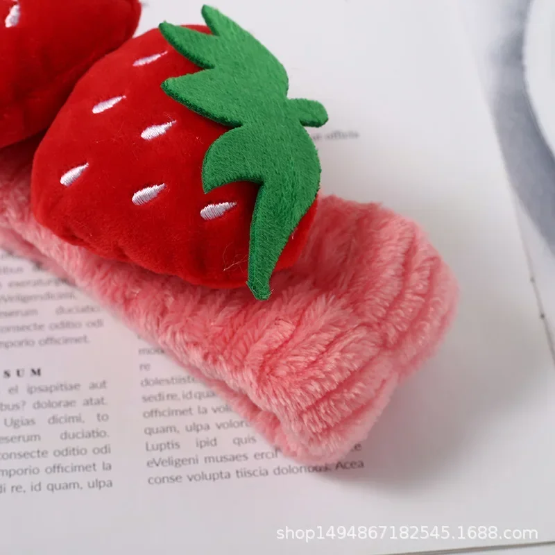 

Kawaii Strawberry Headband Plush Soft Adjustable Non-Slip Grip Hair Band for Makeup Shower Yoga Skincare Women