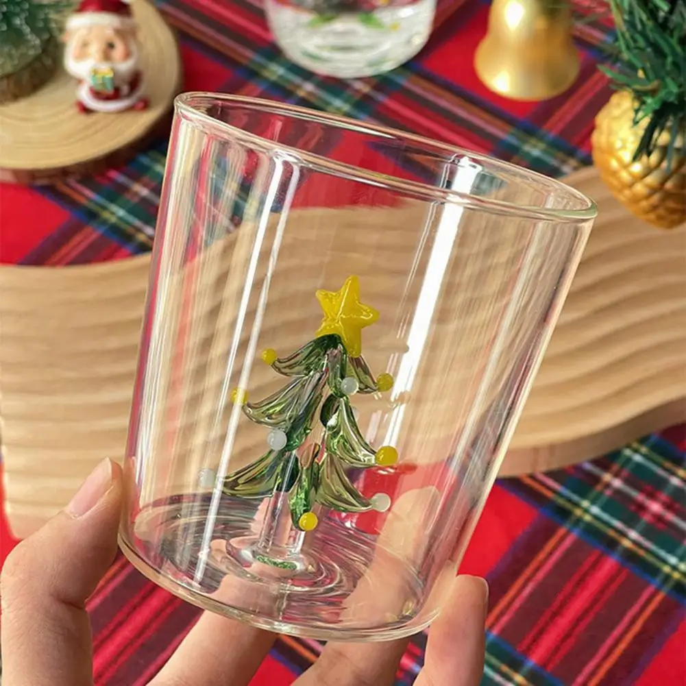 Christmas Celebration Drinkware Christmas Wine Glasses Festive Christmas Drinkware Set 3d Wine Glass Cup with Tree for Holiday