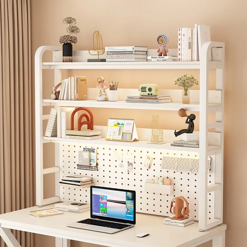 Desktop Shelving Office Multi-layer Bookshelf Wrought Iron Student Computer Desk Storage Bookshelf Estante Home Furniture WKBS