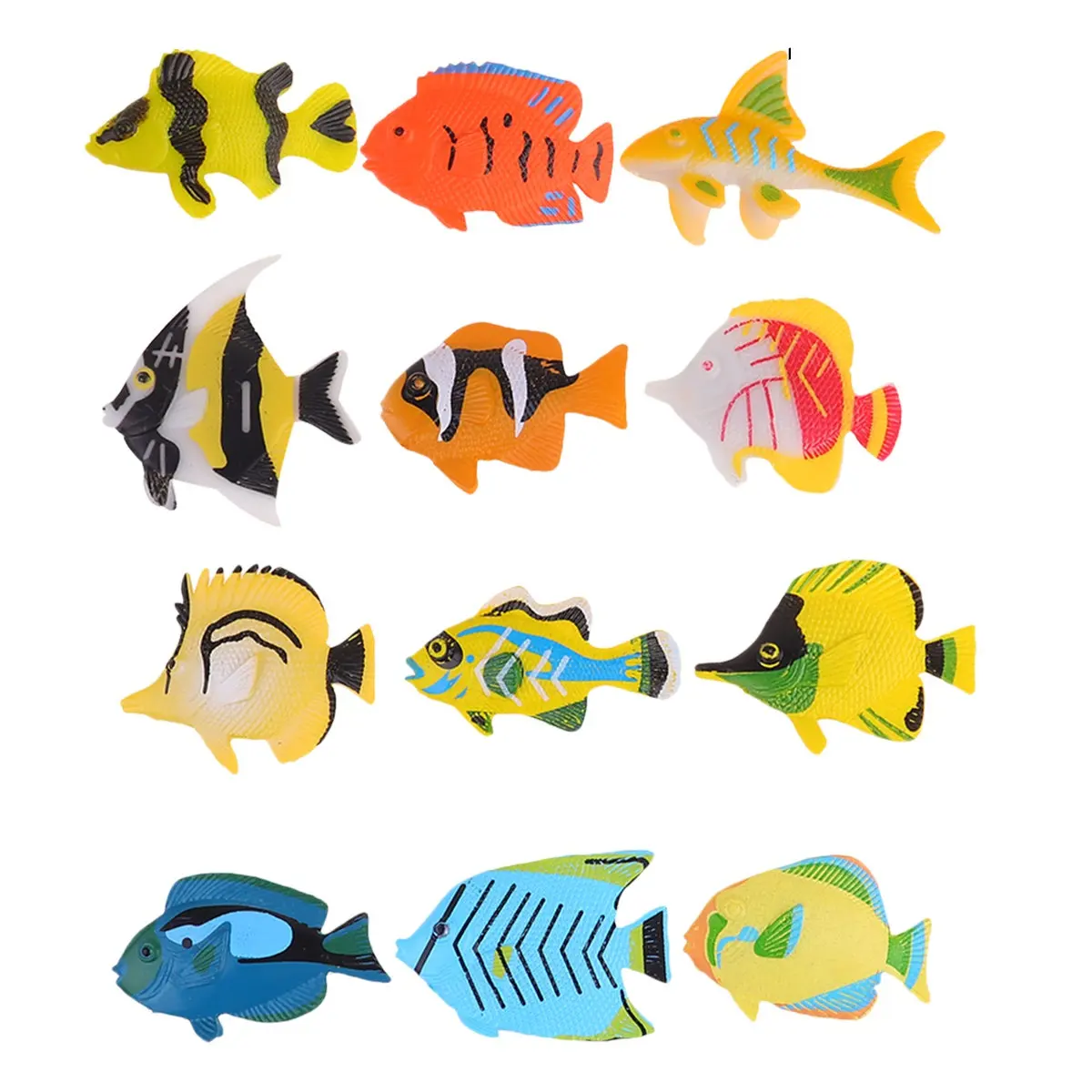 

1Set Solid Lifelike Tropical Fish Assorted Colors Realistic Simulation Colorful Fish Collection for Kids Cats Amusement