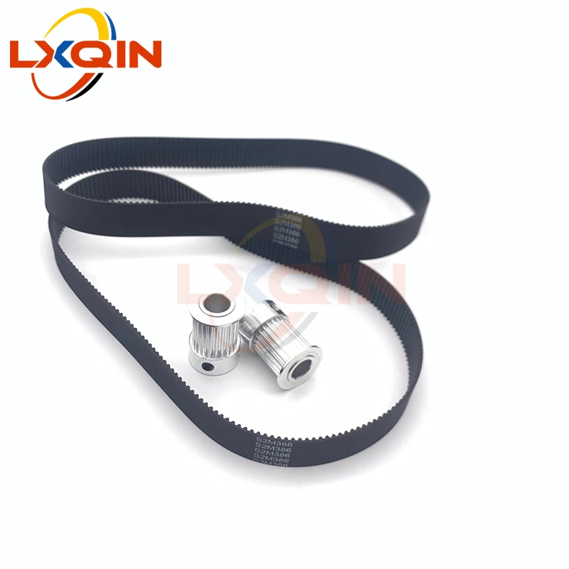 LXQIN 1set printer parts S2M 15mm width motor belt /matching pulley for Allwin Infiniti printer servo/stepper motor gear/belt