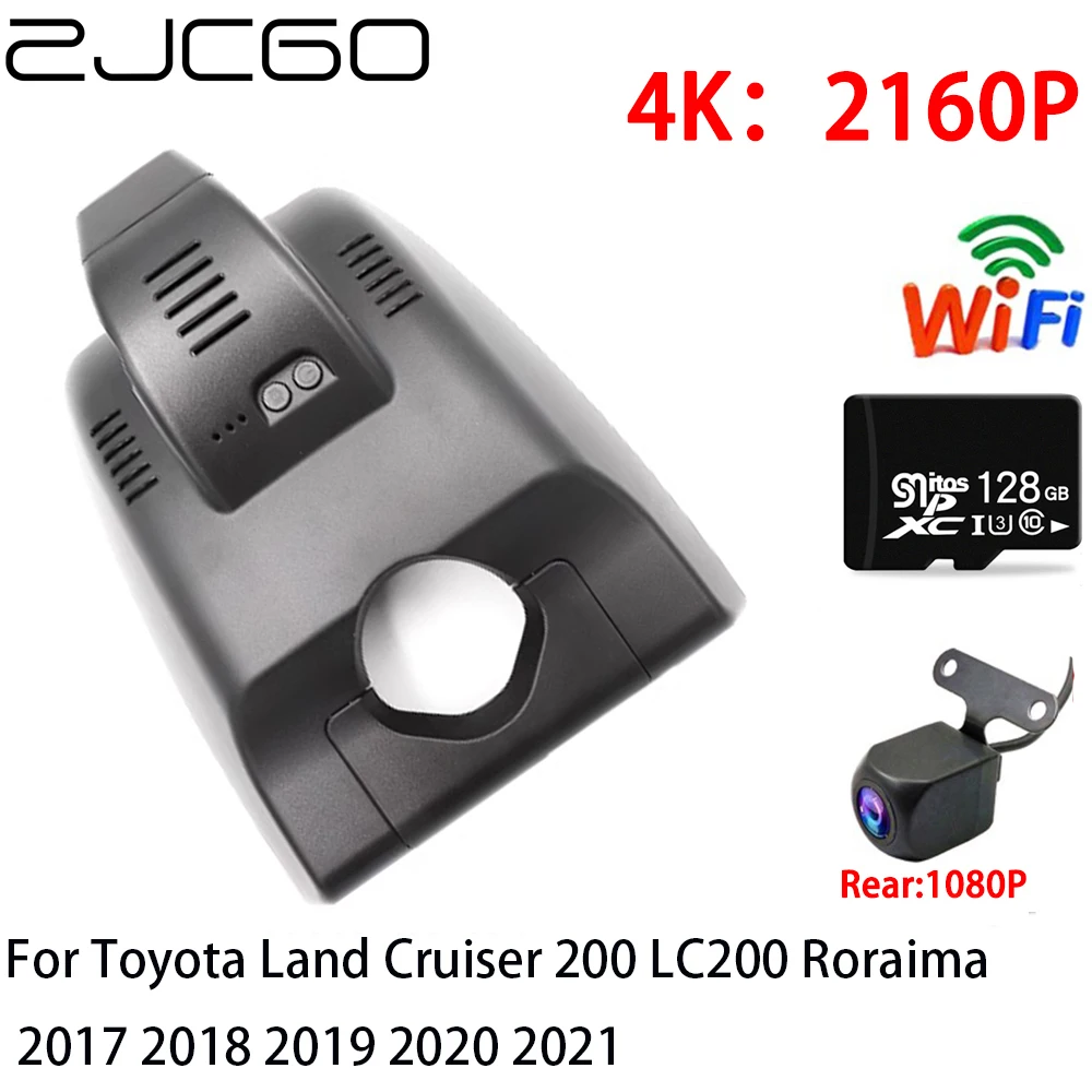 

ZJCGO 4K Car DVR Dash Cam Wifi Front Rear Camera 2 Lens 24h Monitor for Toyota Land Cruiser 200 LC200 Roraima 2017~2021