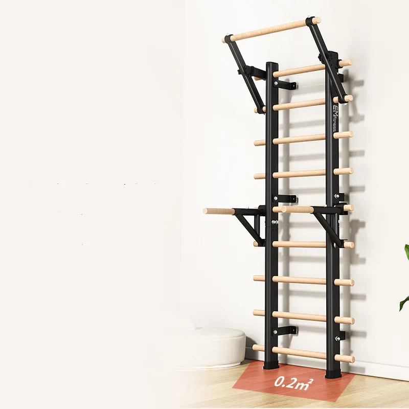 China Factory Hot Sale Body Stretching Wall Mounted Wooden Fitness Pull Up Bar Swedish Ladder