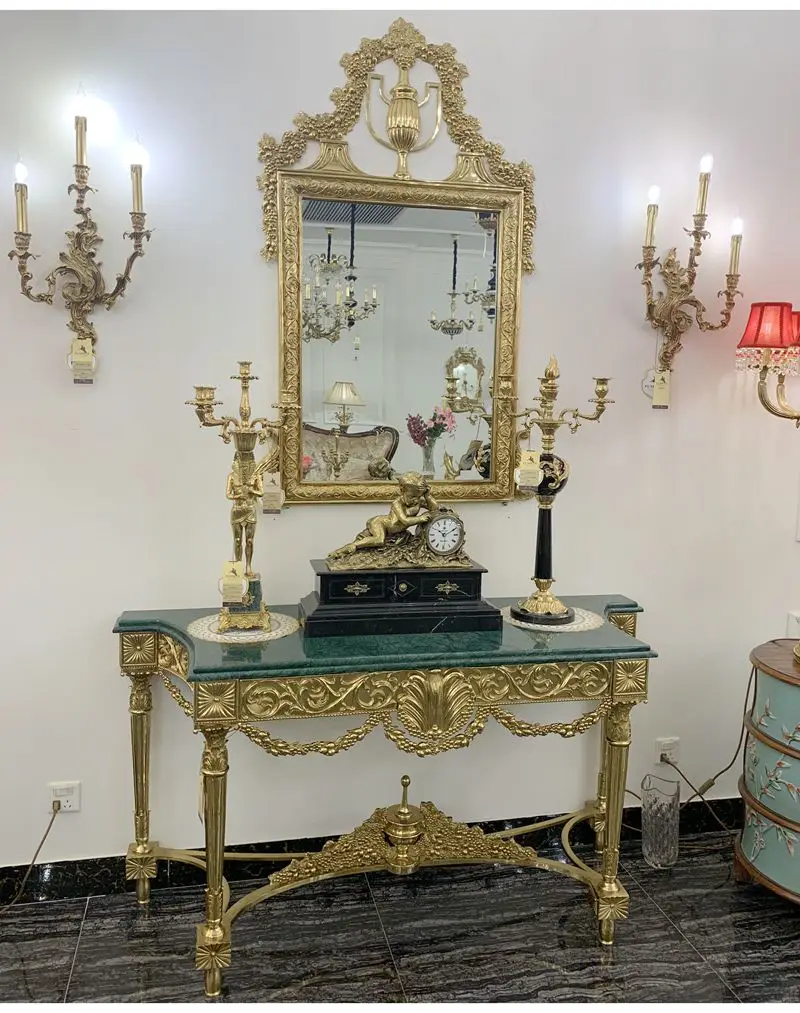 All copper marble gold European decorative console table antique furniture