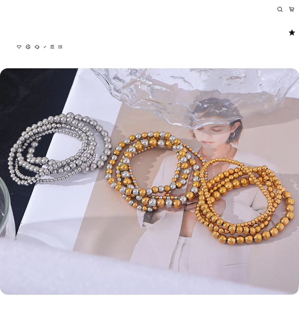 Yhpup 3/4/5/6 MM Edelstahl Perlen Täglich Handgemachte Elastische Armband Armreif Wasserdicht Handgelenk Großhandel Gold Farbe schmuck Männer – Detail 8