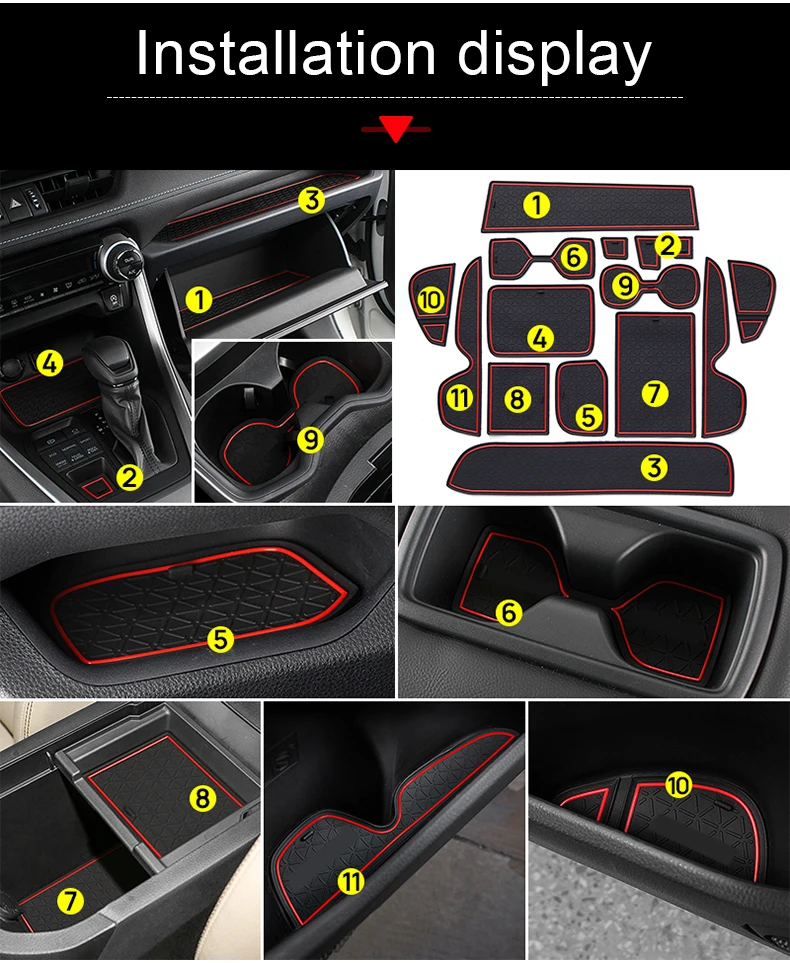 Für Toyota RAV4 XA50 2019 2020 2021 2022 2023 RAV4 Hybrid Auto Nicht-Slip Matte Tür Nut Pad tor Slot Tasse Auto Zubehör – Detail 9
