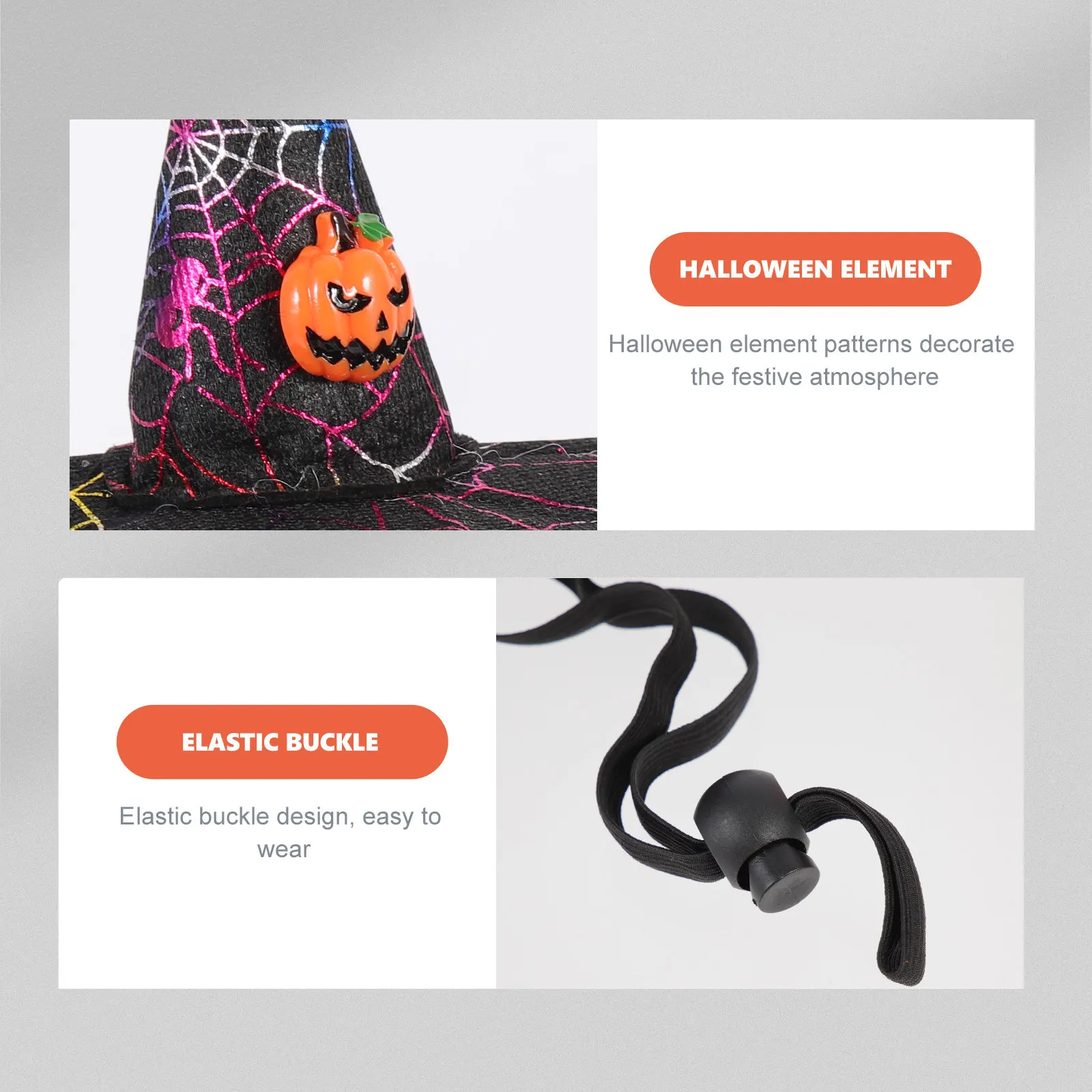 4Pcs Lightweight Supple Pet Hat Set for Dog and Cat Halloween Witch Hat Decorative Party Festival Daily Wear Photo Prop