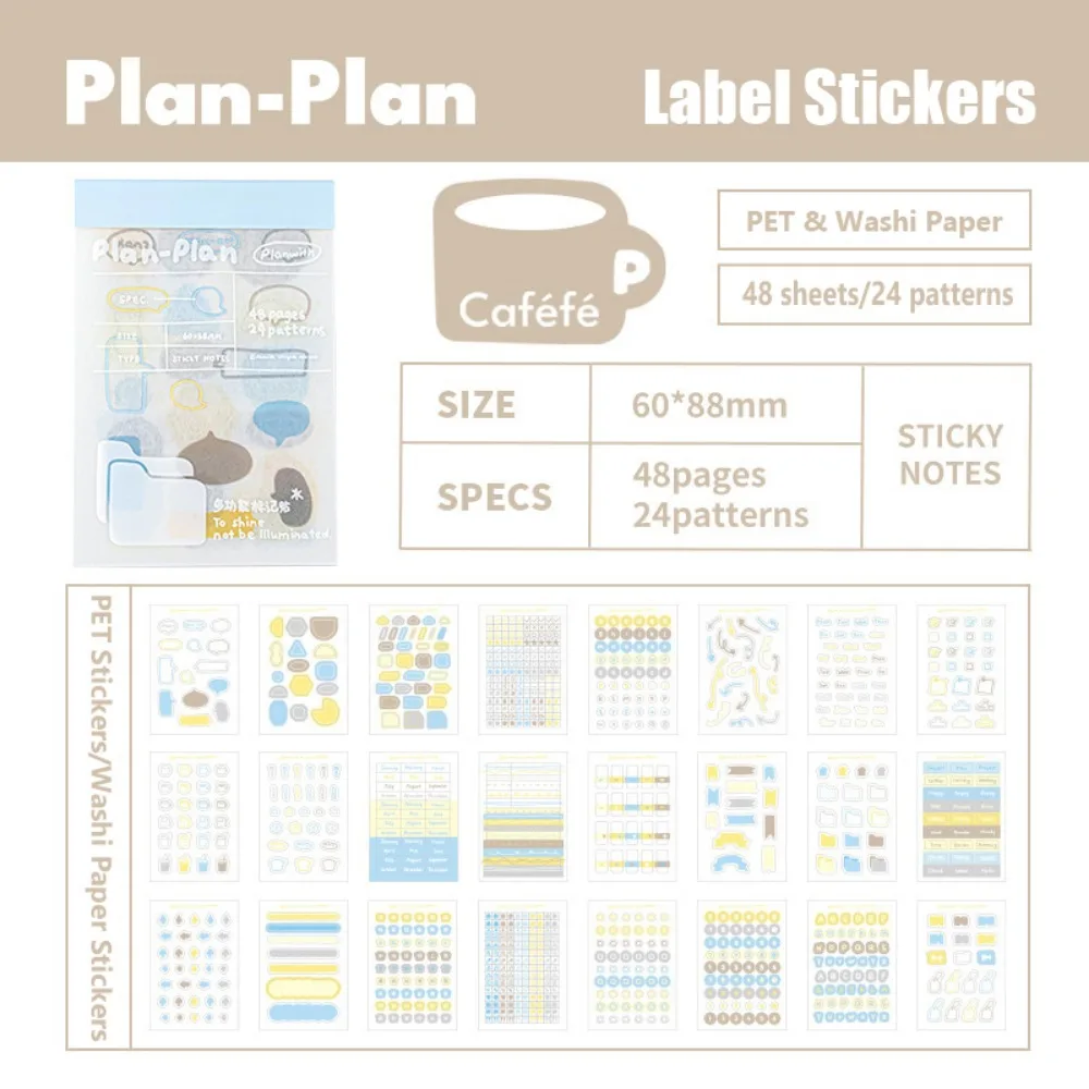 

PET/Paper Label Stickers Self-adhesive Muilti-Functional Index Tag Sticker Writable School Stationery Scrapbook Mark Sticker