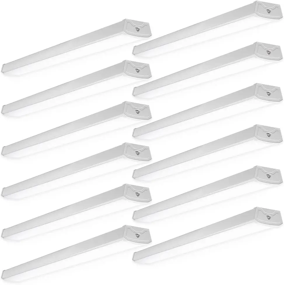 12 Pack LED Wraparound Light Fixture 4FT, Garage Ceiling Lights, Linkable 40W=300W,  5000K Daylight, Hardwired, Surface Mount