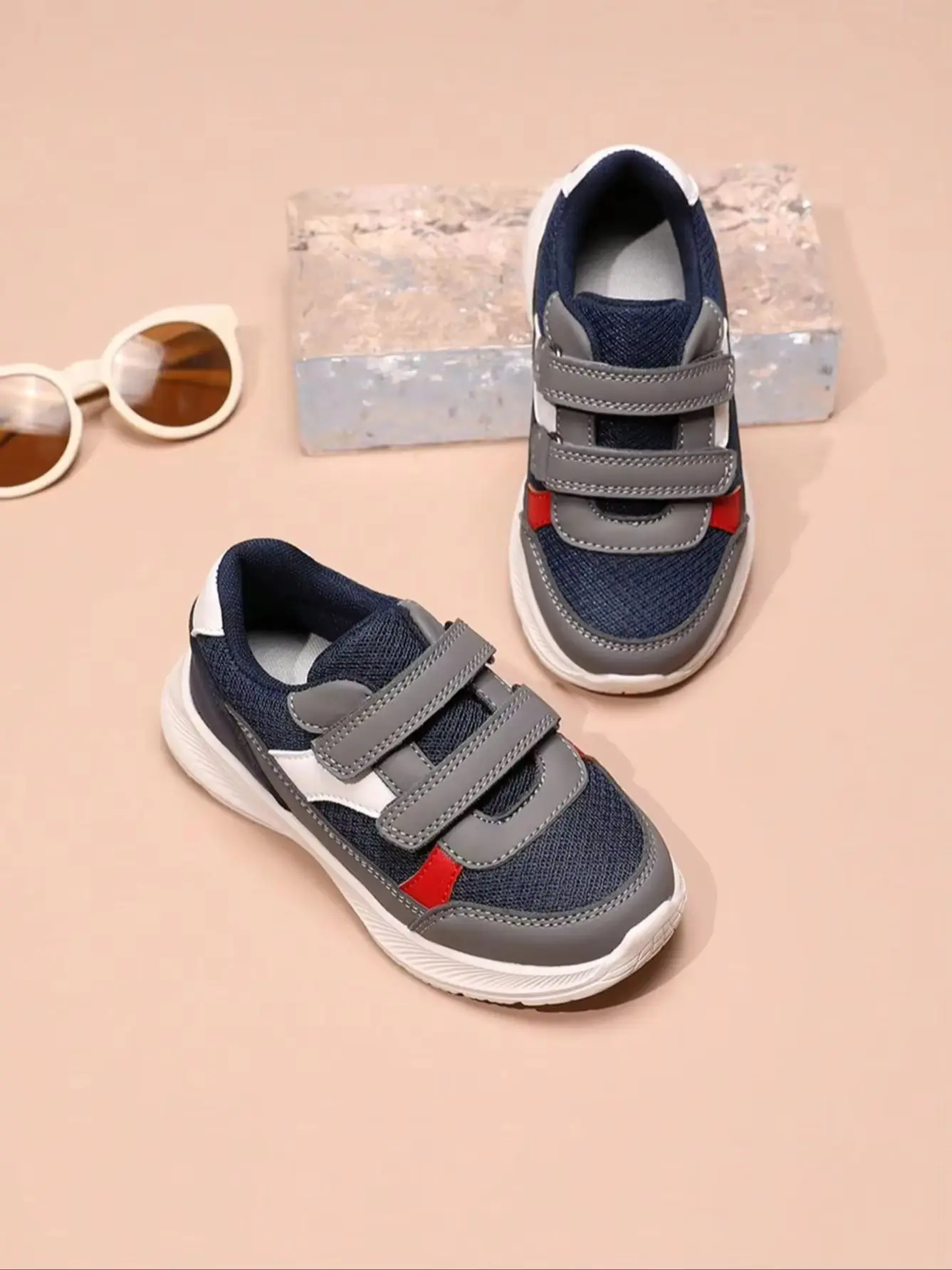 New Kids Casual Shoes, Trendy Color Design, Durable Non-slip Lightweight Breathable Mesh Sneakers, Easy On & Off Skate Shoes, Fl