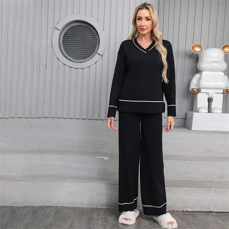 

Элегантный вязаный костюм для женщин, свободный повседневный комплект свитеров, вязание головы, женская одежда, распродажа, 2 комплекта