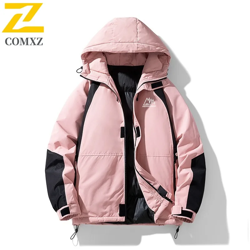 

COMXZ 2025 Winter Cotton Jacket Unisex Fashion Solid Color Hooded Parka Coat Thick Warm Down Coat VIP Live Streaming windbreaker