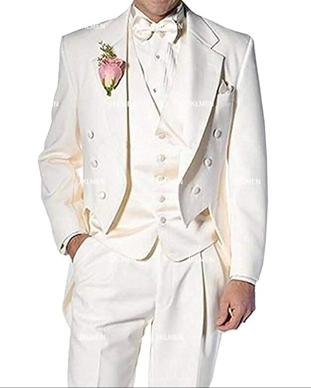 

Men's Suit 3 Piece Formal Tuxedo Groom Jacket Vest & Trousers Set Wedding Suits Coustime Homme Luxe