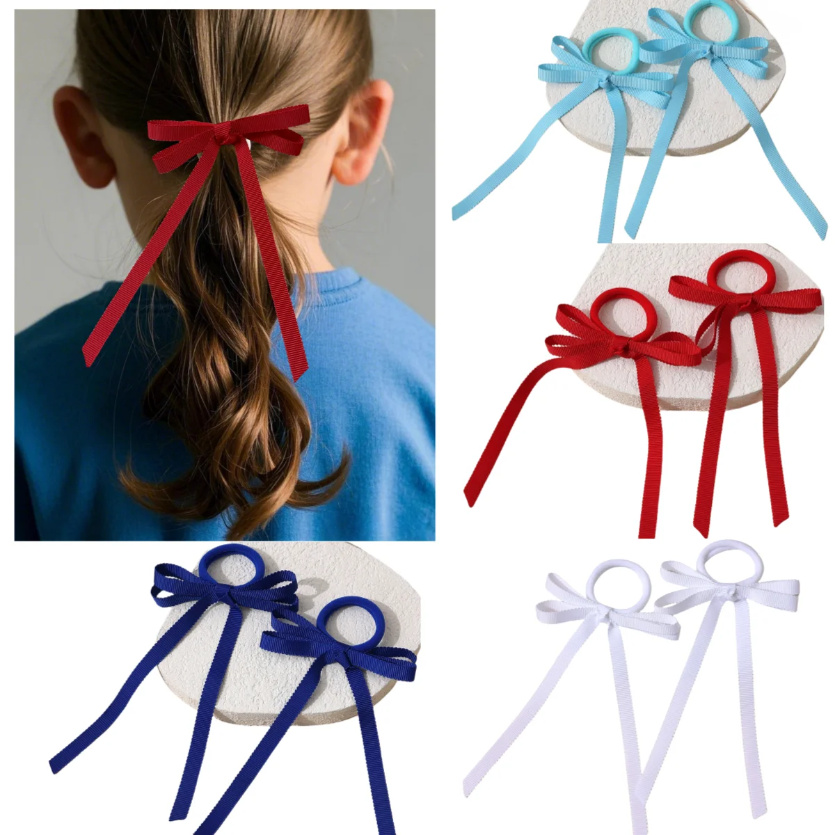 

GRossgrain Ribbon Elegant hair bows hair clip Kids hair tie Comfortable Pony