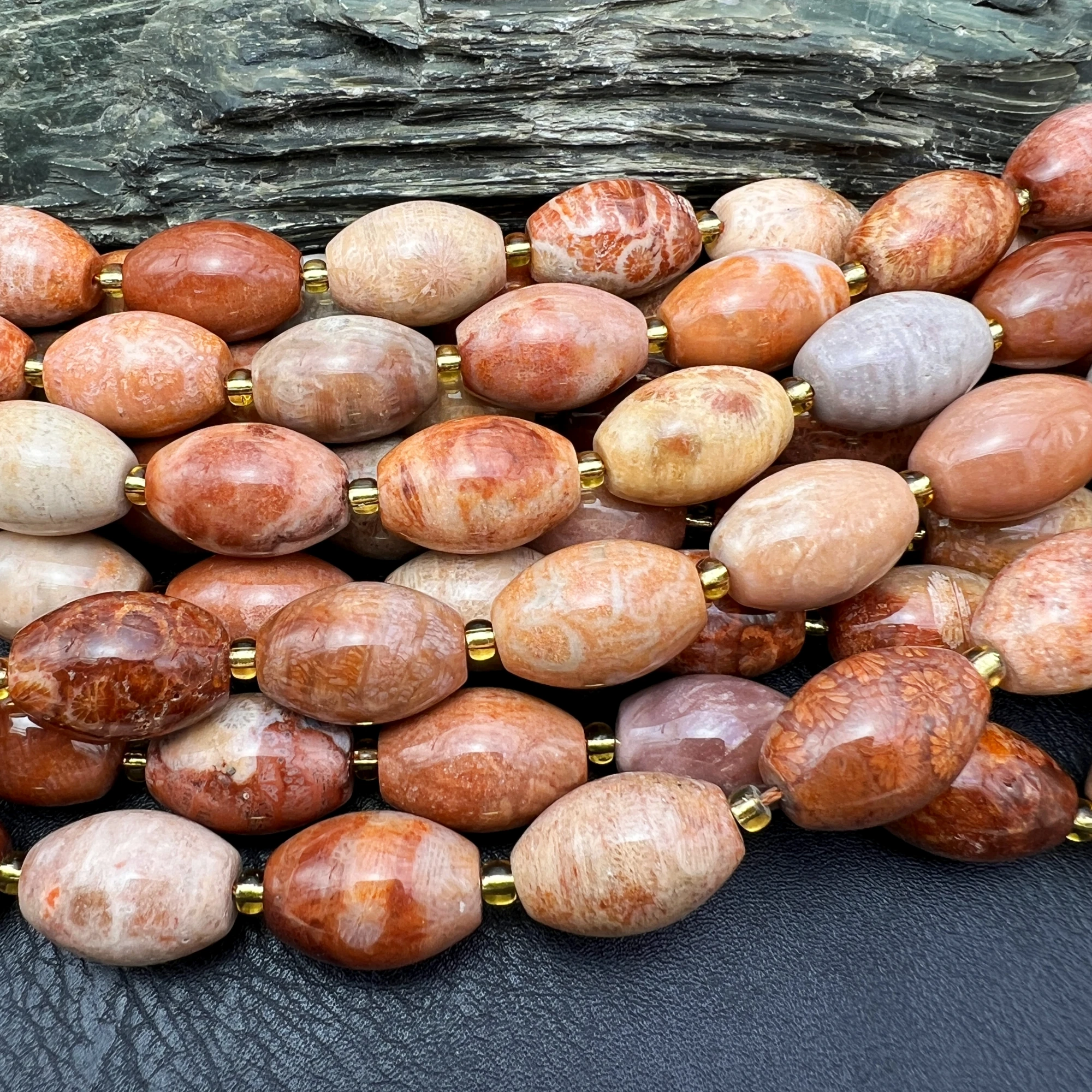 14x20MM 18PCS Large Natural Coral Jaspers Chrysanthemum Stone Barrel Nugget Beads For DIY Jewelry Making
