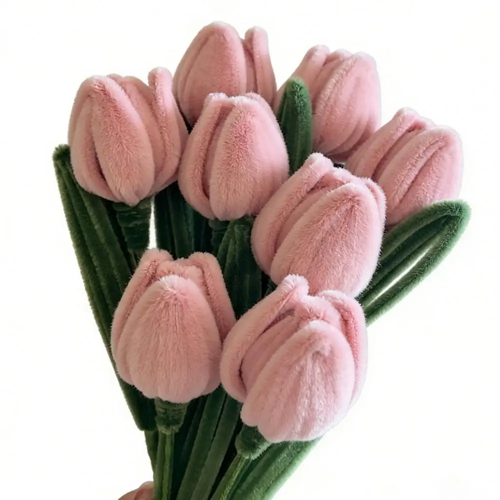 Holiday Gift Flowers Handmade Pipe Cleaner Flowers Gift Set Artificial Tulip Craft Decorations Unique Floral Presents for Women view 4