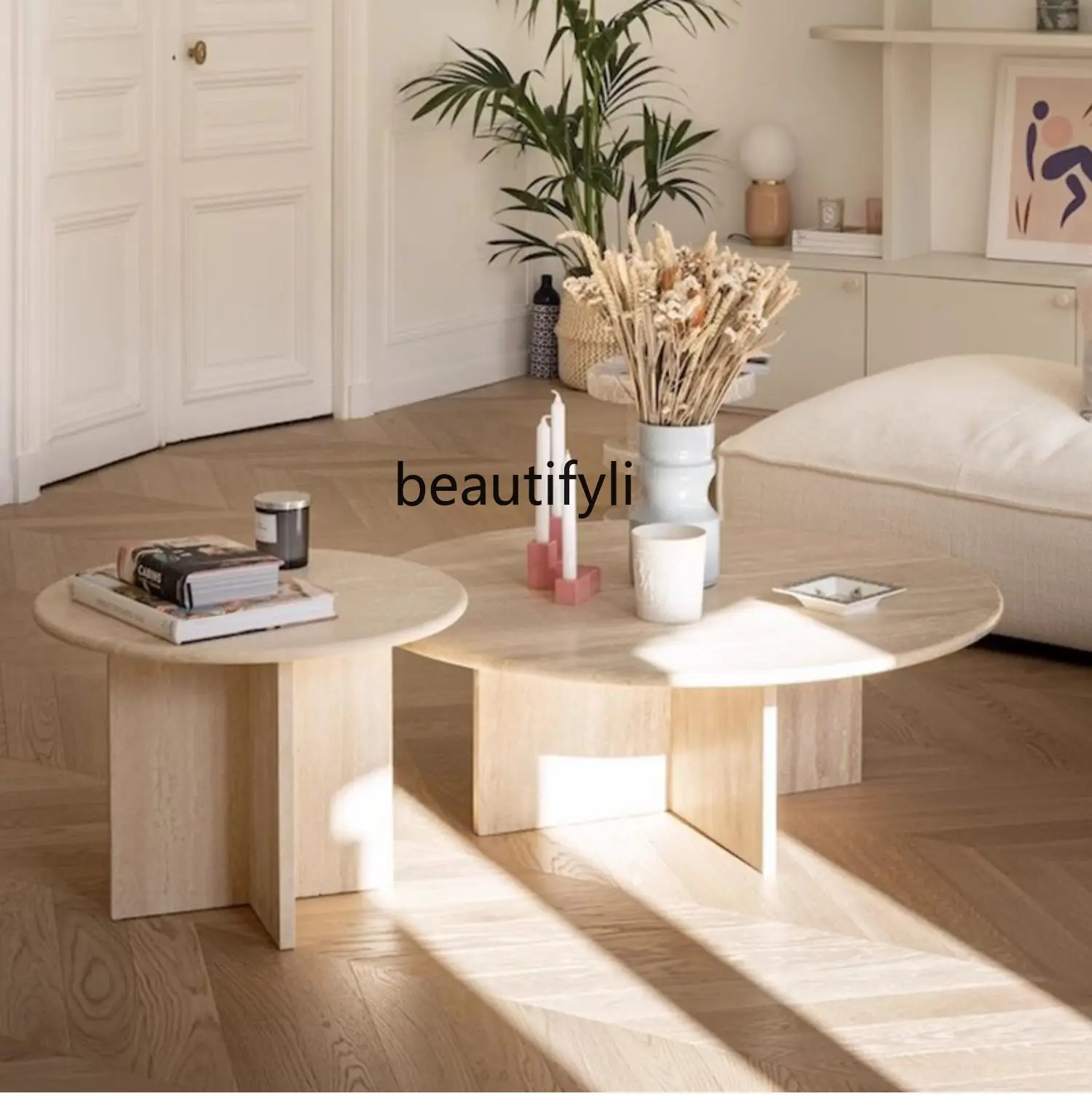 Natural Cave Stone Coffee Table Designer Living Room Nested Tables Small Apartment French Marble Coffee Table