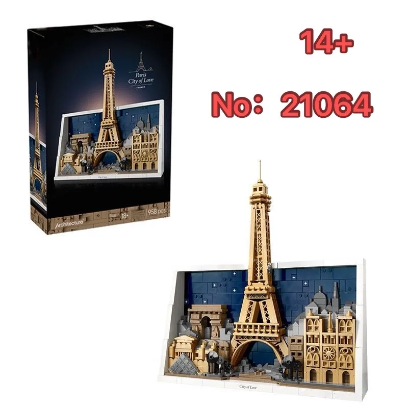 

Новая серия конструкторов 21064 Париж — Город любви, головоломка для мальчиков и девочек, игрушка-конструктор, подарок для декора