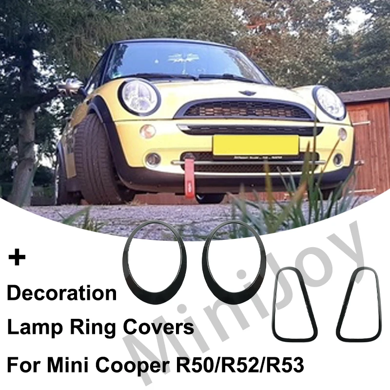 Gloss Black Car Headlight Head Tail Light Rear Lamps Frame Rings Cover Stickers For MINI Cooper S R50 R52 R53 Auto Accessories