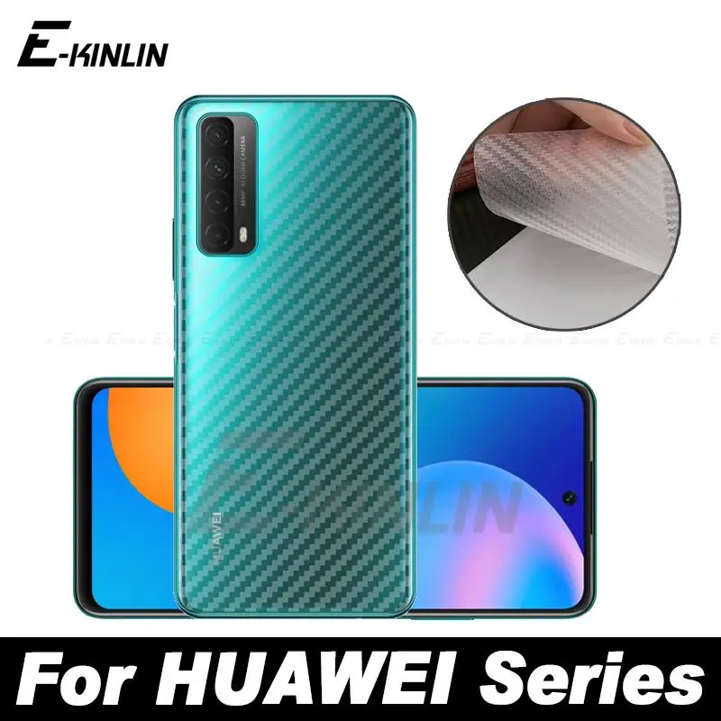 5pcs Carbon Fiber Back Cover Screen Protector For Huawei Y6p Y8s Y8p Y7a Y5 Y6 Pro Prime Lite 2018 Sticker Film Not Glass