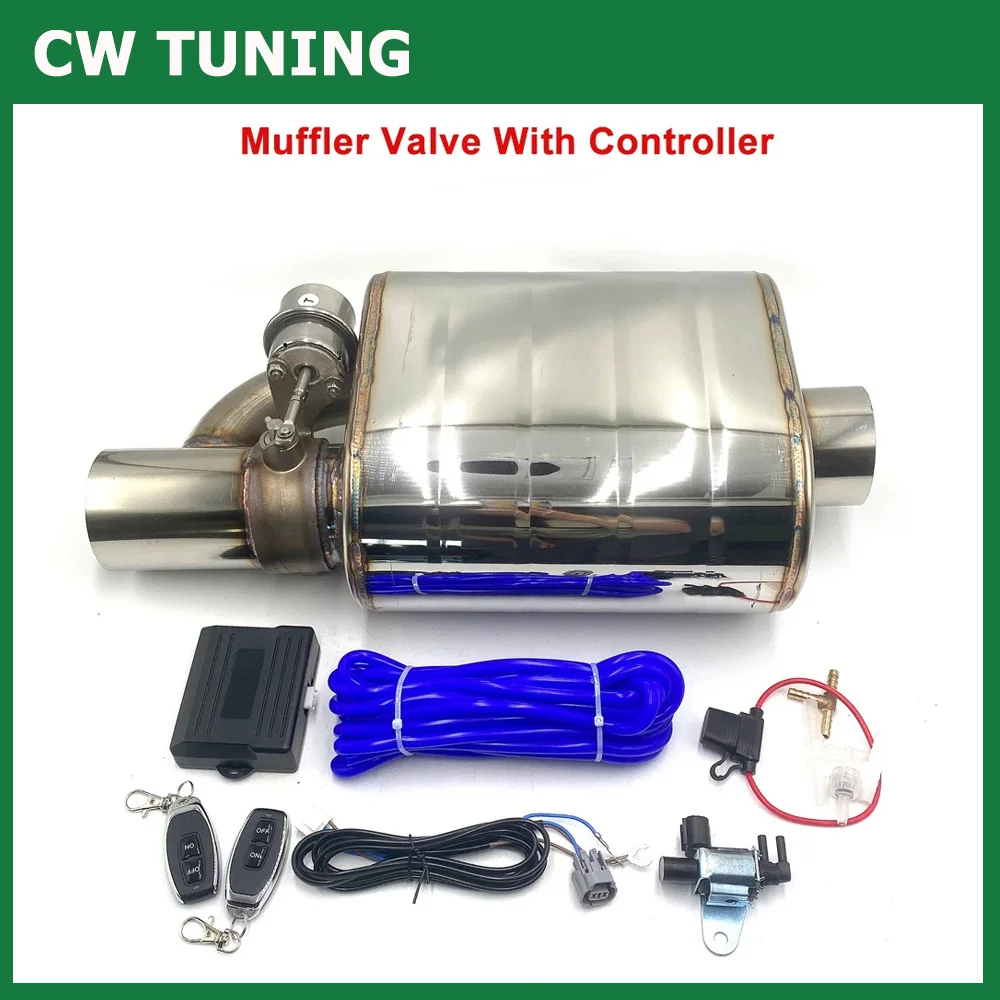 Car Exhaust System Vacuum Valve Control Exhaust Pipe Kit Variable Silencer Stainless Universal 51 63 76 Mm Remote Control