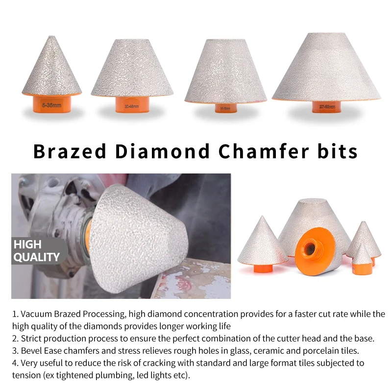 HAMPTON M14 Gewinde Diamant Abschrägung Fase Bit 20-82mm Kegel Stanzen Expanding Bohrer Mauerwerk Bohren Bau Werkzeuge – Detail 2