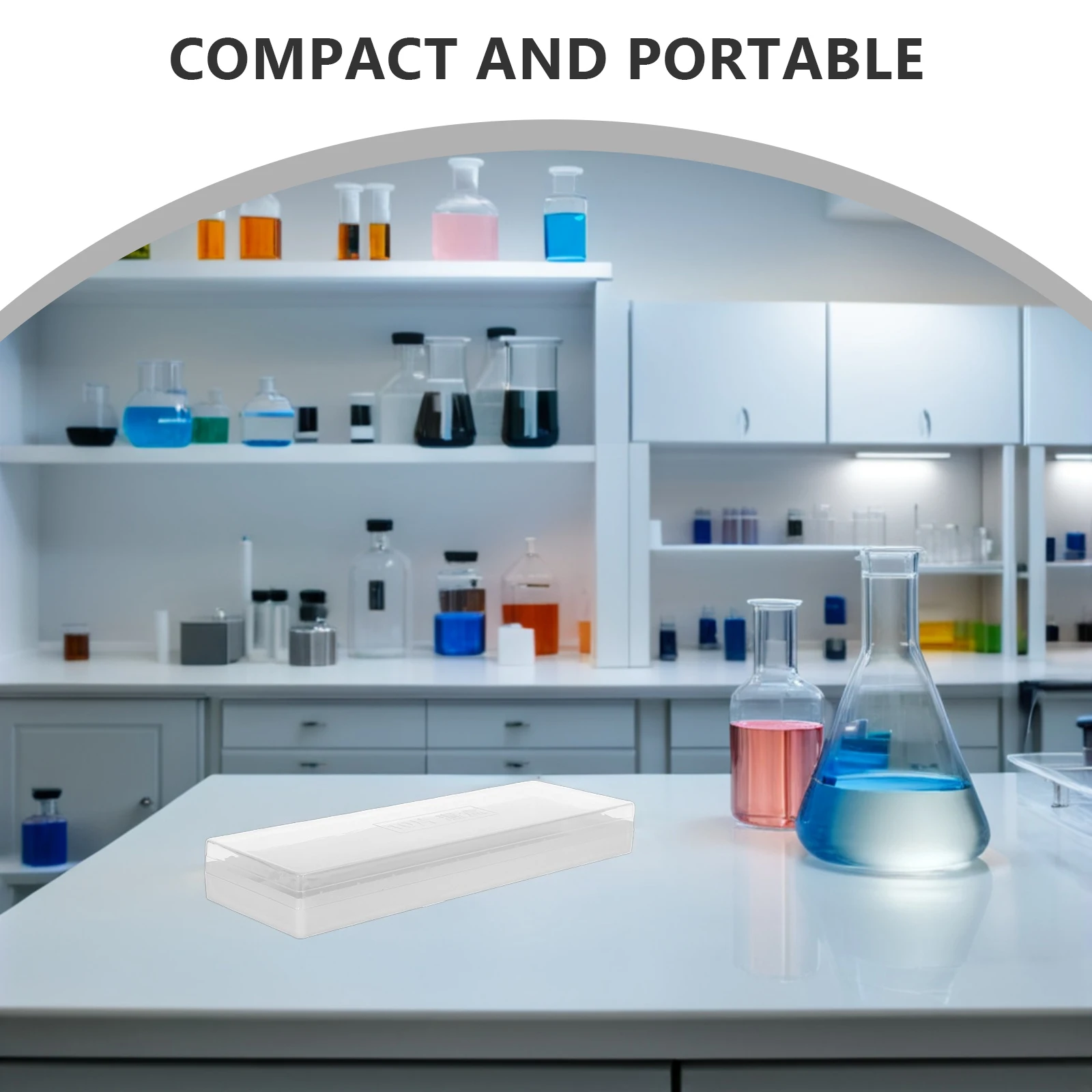 Microscope Slide Storage Box Clear Plastic Portable Rectangle Case for Lab Experiments Moisture Retention Specimen