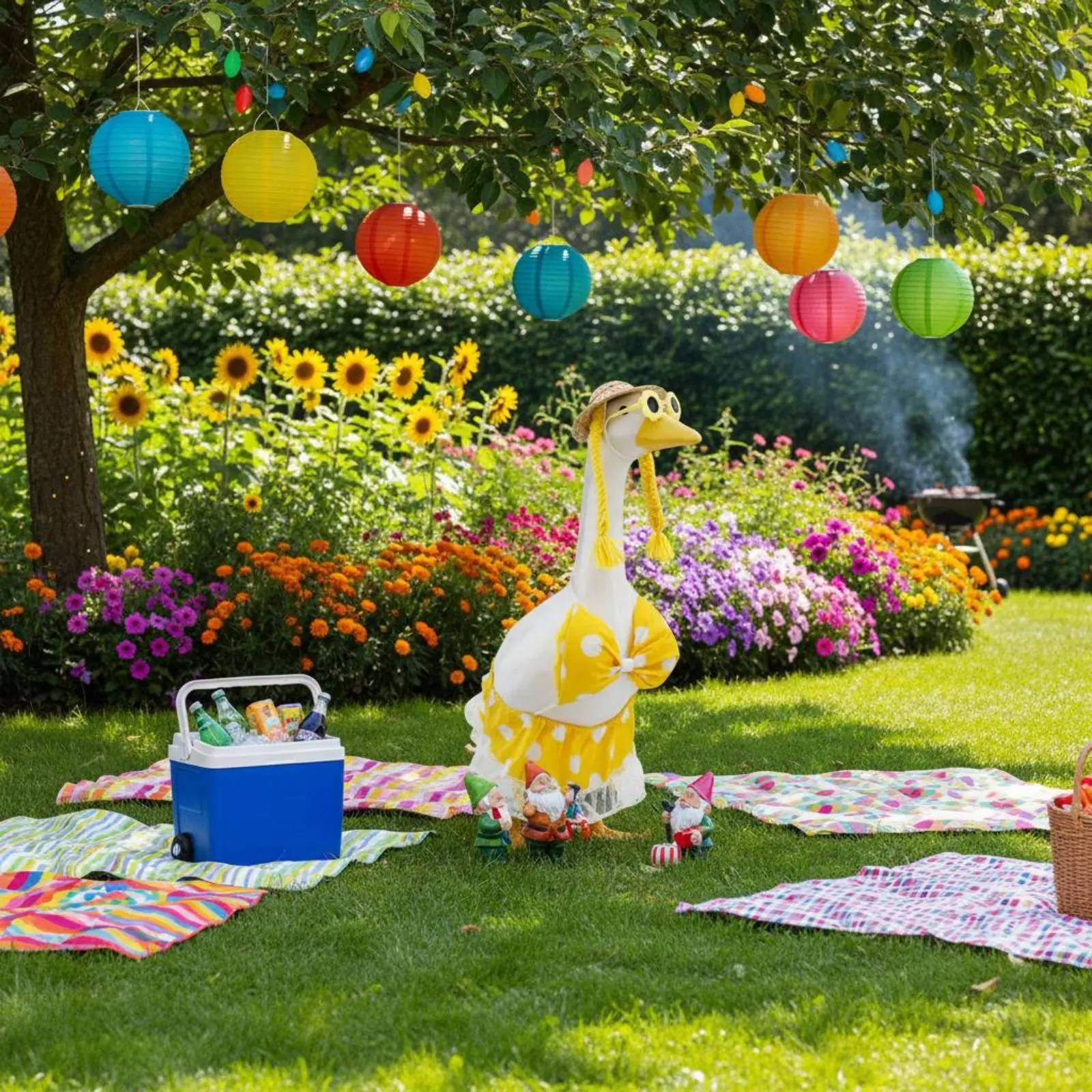 

Polka Dot Goose Ornament Hawaiian Theme Goose Costume Decor Outdoor Creature Decoration Summer Design Cute Dress-up Design