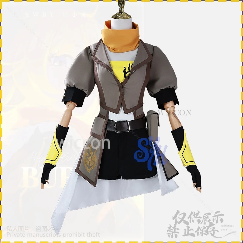 أنيمي يانغ شياو طويل تأثيري RWBY Y2K زي سترة مثيرة أصفر أسود طويل الأكمام الصحراء الشرير لوليتا هالوين حفلة لعب الأدوار