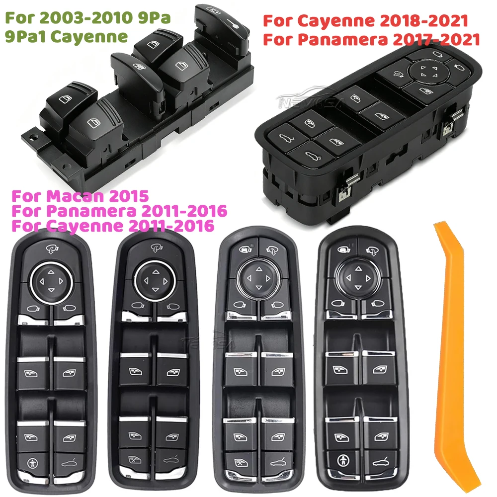 Pour Porsche Cayenne Macan Panamera 2003-2006 2018-2021, interrupteur de commande de lève-vitre du conducteur, bouton de réglage du rétroviseur en verre