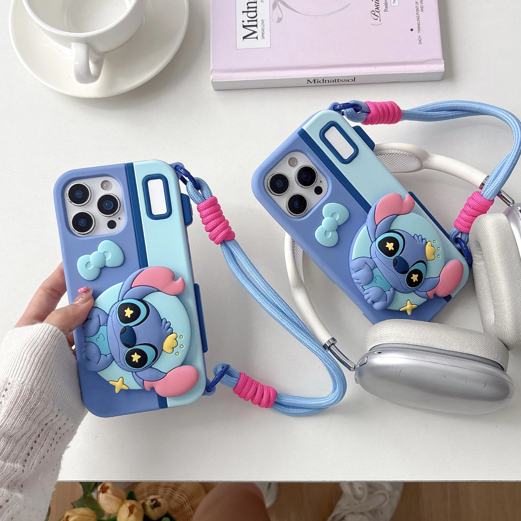 

With Holder Cute Cartoon For Disney For Stitch Silicone Anti-slip Fall-proof Phone Case For IPhone 17 13 14 15 16 17 Pro Max