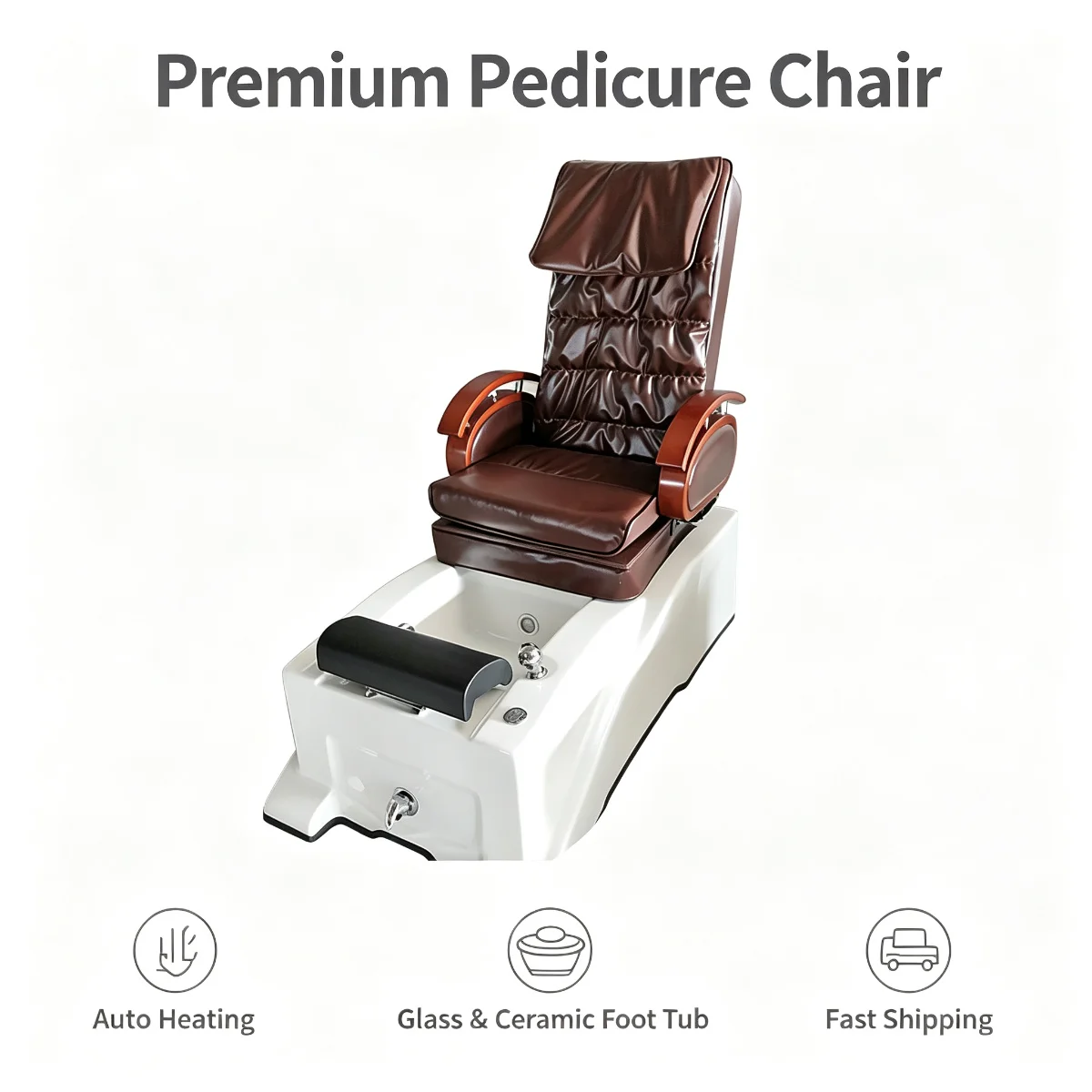 Brown Electric Pedicure Spa Chair Heated Foot Bath Massage Tub Salon Furniture