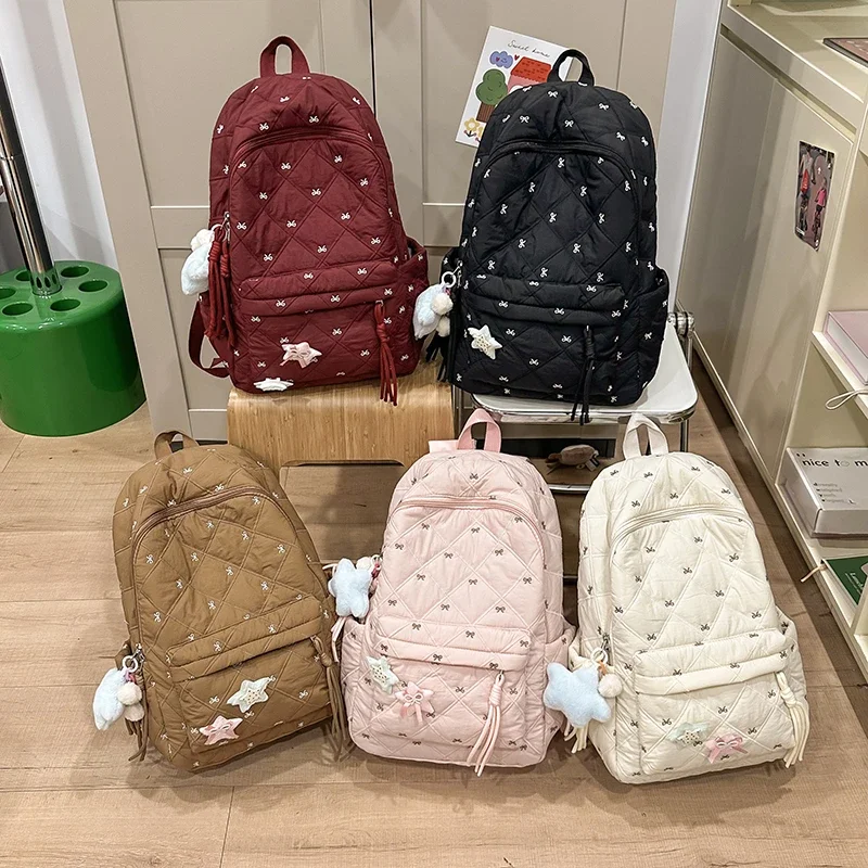 New Fashion Plaid Woollen Women Backpack Student Book Bag Backpacks for Teenage Girls School Bags Laptop Travel Rucksack