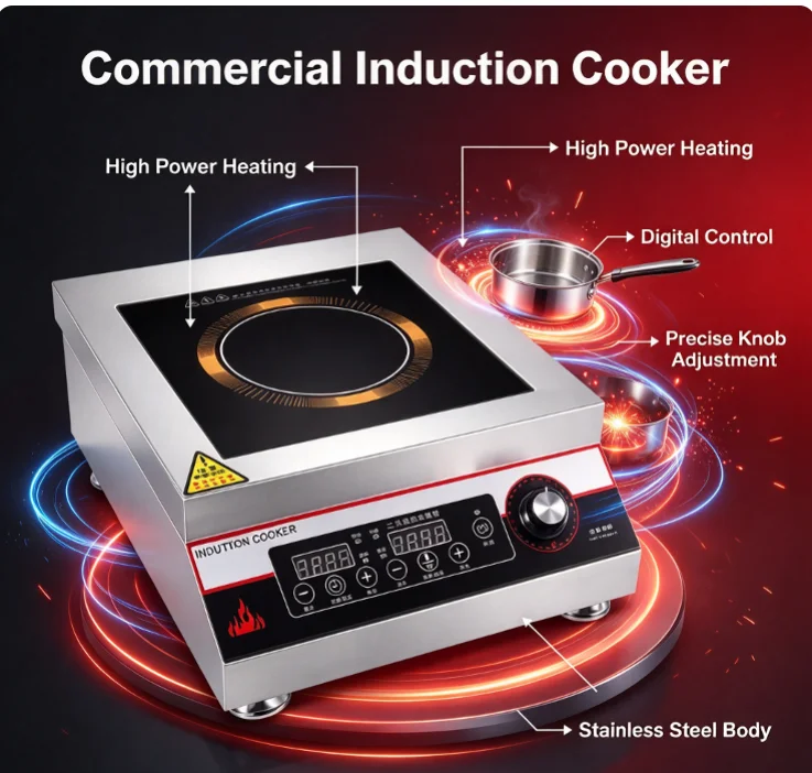 Commercial Flat & Concave Induction Cooker 5000W 6000W Household 3500W 4200W High Power Cooktop for Stewing and Brine Cooking