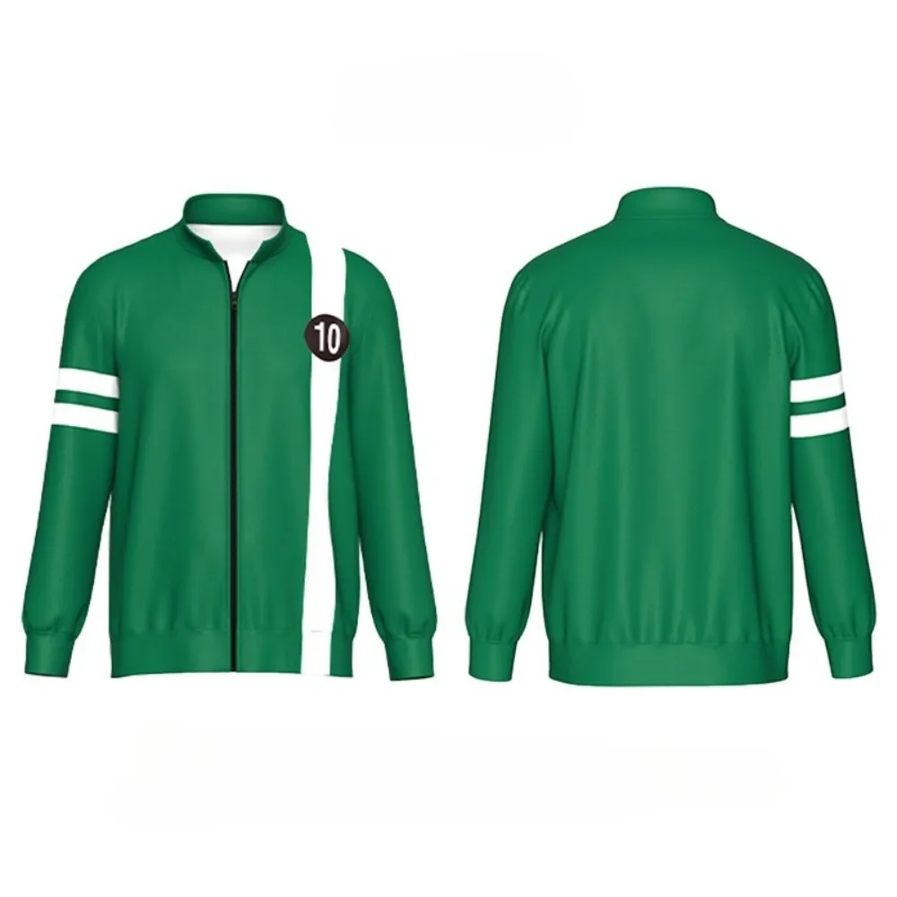 

Cosplay Tennyson Costume Coat Green Jacket Ben 10 Kids Boys Girls Cotton Zip Up Jacket Overcoat Casual Tops T-shirts for Adult