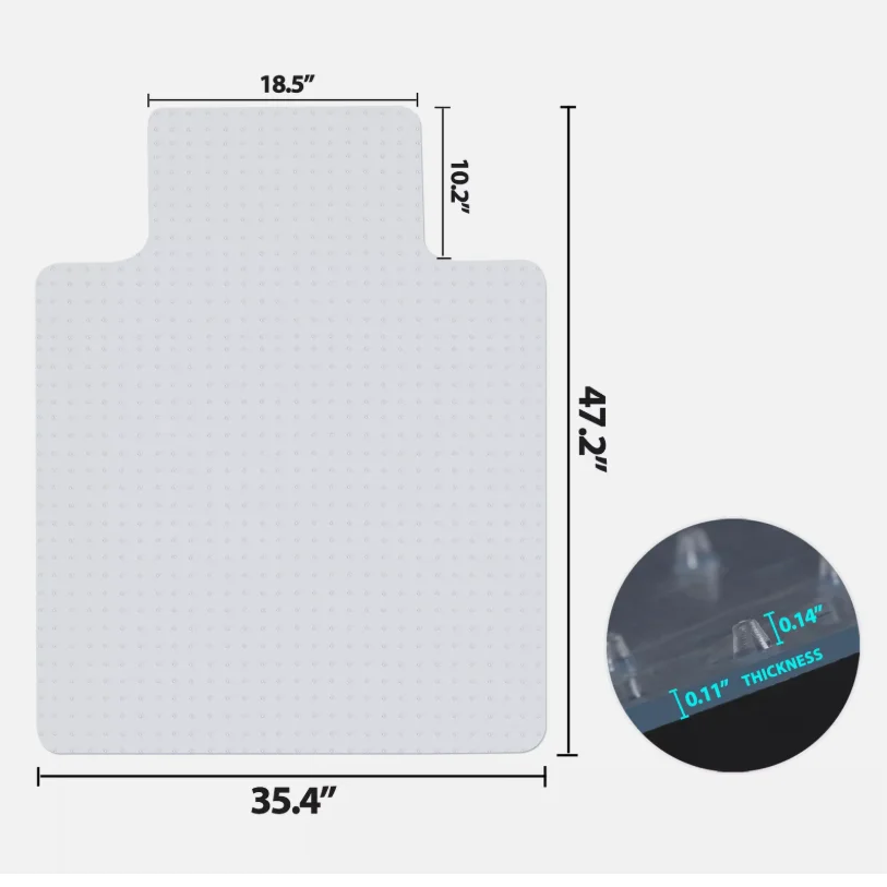 شفافة محدبة مسمار أسفل زلق كرسي متحرك وسادة كرسي مكتب وسادة PVC Ffloor المضادة للانزلاق