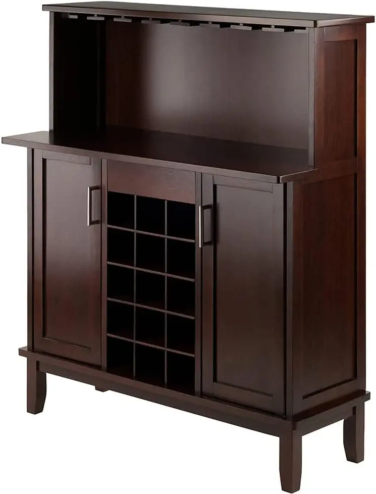 Beynac Wine Bar Buffet Cabinet Cappuccino Home Living 44.5"" Elegante Beynac Buffet Cabina rettangolare Cappuccino Armadietto del vino